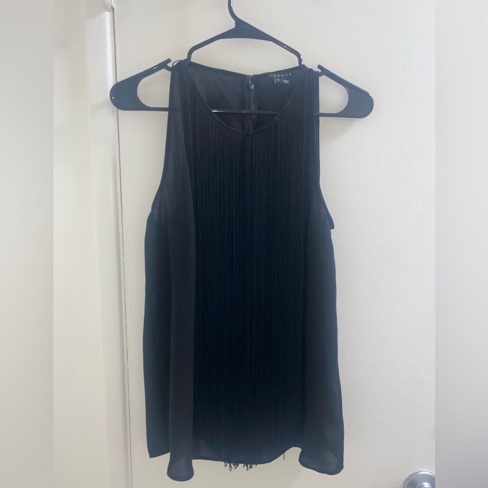 Theory sleeveless top with fringe - size S